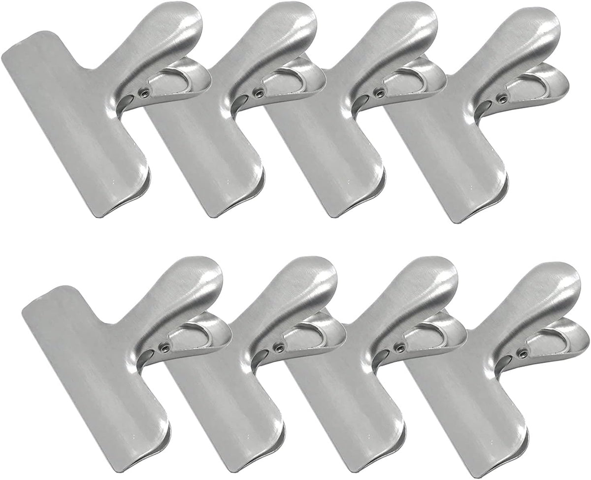 8 Pack Metal Chip Clips, 3 Inch Food Bag Clips, Silver