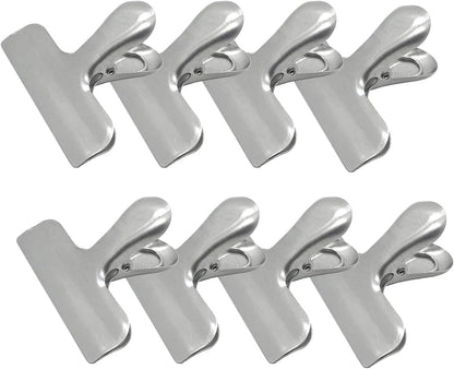 8 Pack Metal Chip Clips, 3 Inch Food Bag Clips, Silver