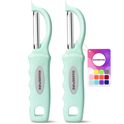Rainspire Vegetable Peeler Potato Peelers for Kitchen, Sharp Stainless Steel Blades Veggie, Comfortable Handle Fruit Peeler, Carrot Peeler Apple Peeler Dishwasher Safe, Mint Green, 1-Pack