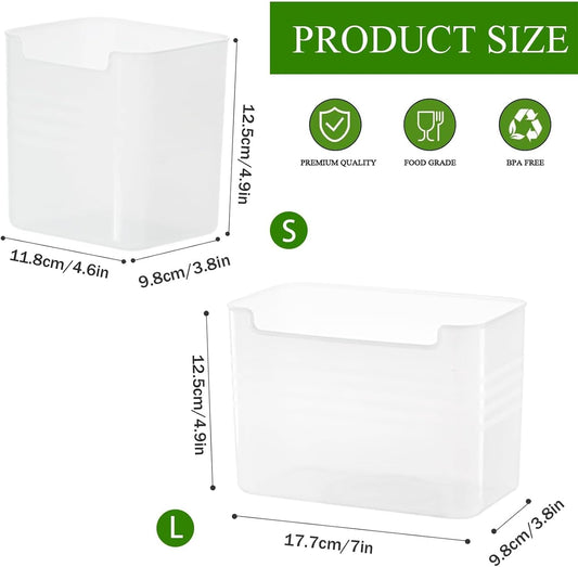 3 Pack Refrigerator Organizer Box, Plastic Refrigerator Side Door Storage Containers, Space-Saving Organizer Bins for Refrige, Refrige Drawers for Fruit and Vegetable (Clear, L×3)