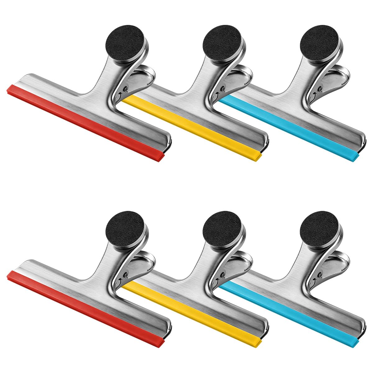 Magnetic Chip Clips, Stainless Steel Chip Bag Clips with Strong Magnet and Silicone Cover, Heavy Duty Food Bag Clips for Kitchen Storage, 10 Pack Color Coded, 3 Inch