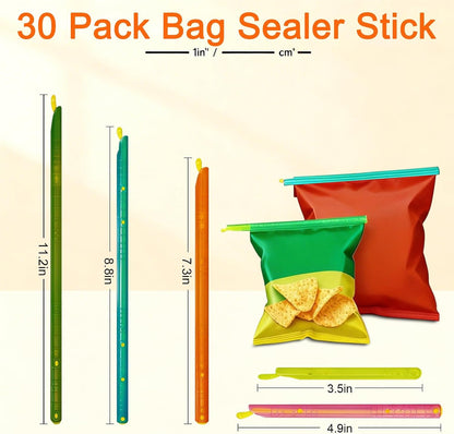 30 PCS Chip Clips & Bag Sealers, Reusable Food Bag Clips with 5 Sizes