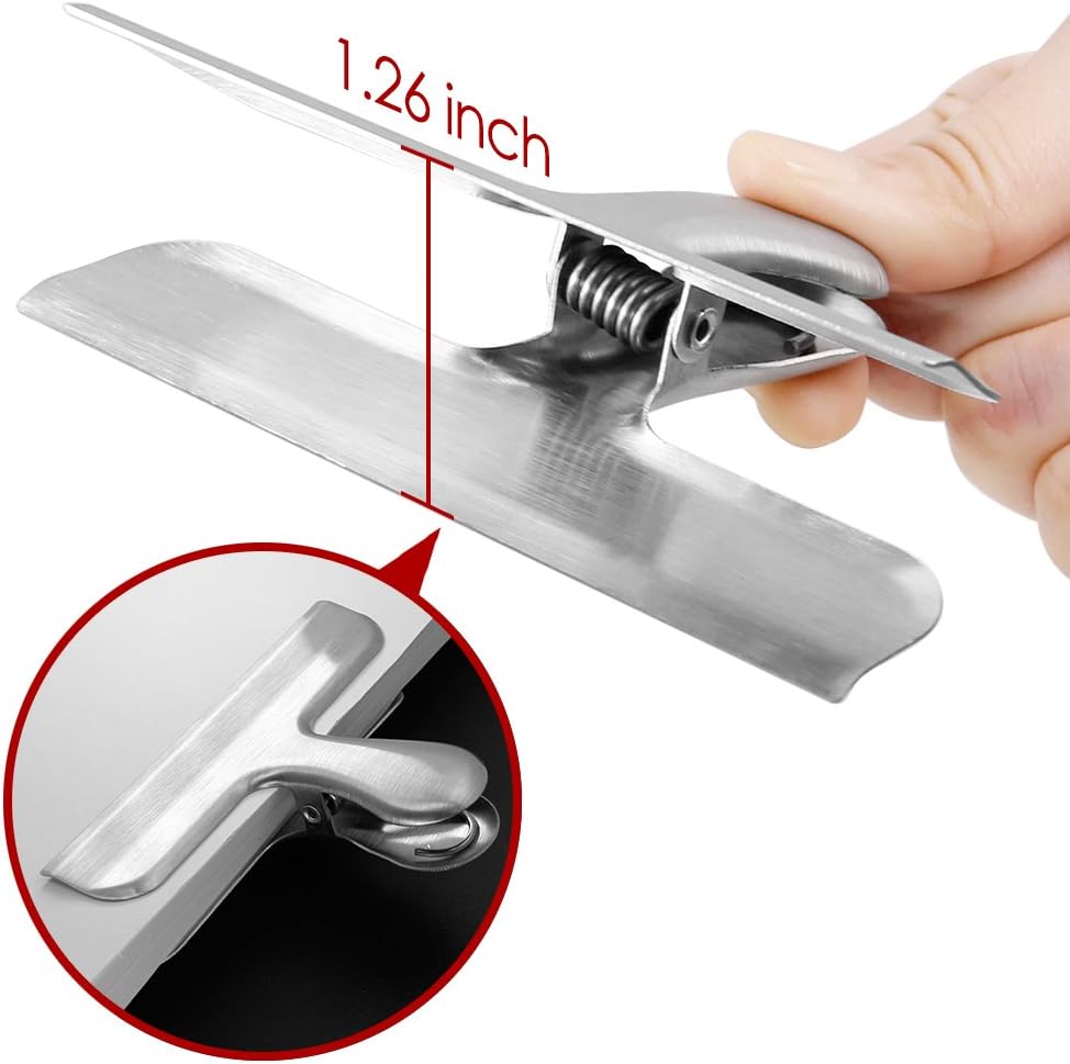 10 Pack Stainless Steel Chip Bag Clips, 3 inch and 4 inch Width, Danzix Paper Seal Grip for Coffee Food Bread Bags, Kitchen Home Usage, 6 Small and 4 Large - Sliver