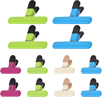 Zhtulck 12 PCS Chip Clips Bag Clips Food Clips for Bags Sealing Clip Large Size Food Bag Clips for Food Storage Kitchen and Home（6.1in x4，3.07in x8）