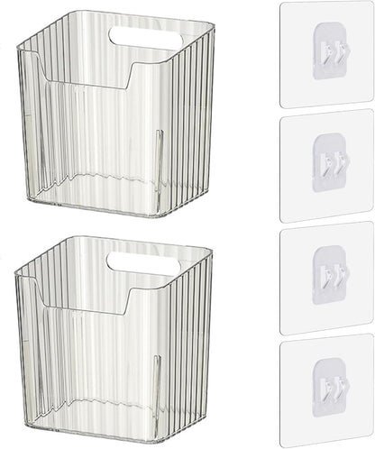 Lae Nuvole 2 Pack Adhesive Wall Storage Bins, Cabinet Door Organizer, Clear