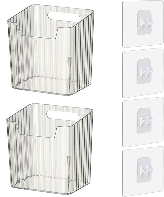 Lae Nuvole 2 Pack Adhesive Wall Storage Bins, Cabinet Door Organizer, Clear