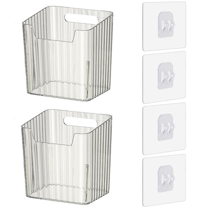 Lae Nuvole 2 Pack Adhesive Wall Storage Bins, Cabinet Door Organizer, Clear