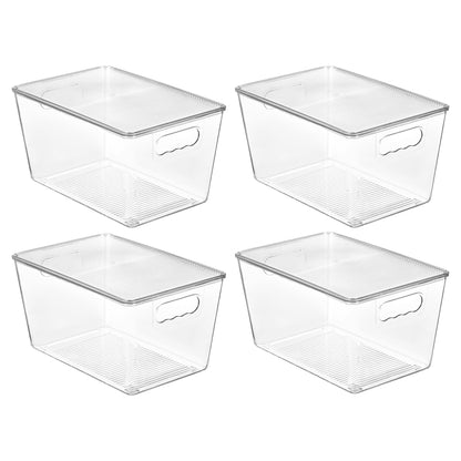 Vtopmart 6 Pack Clear Stackable Storage Bins with Lids and Handles, Medium