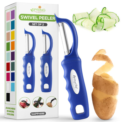 Spring Chef Swivel Potato Peeler for Kitchen with Ergonomic Handle, Gray