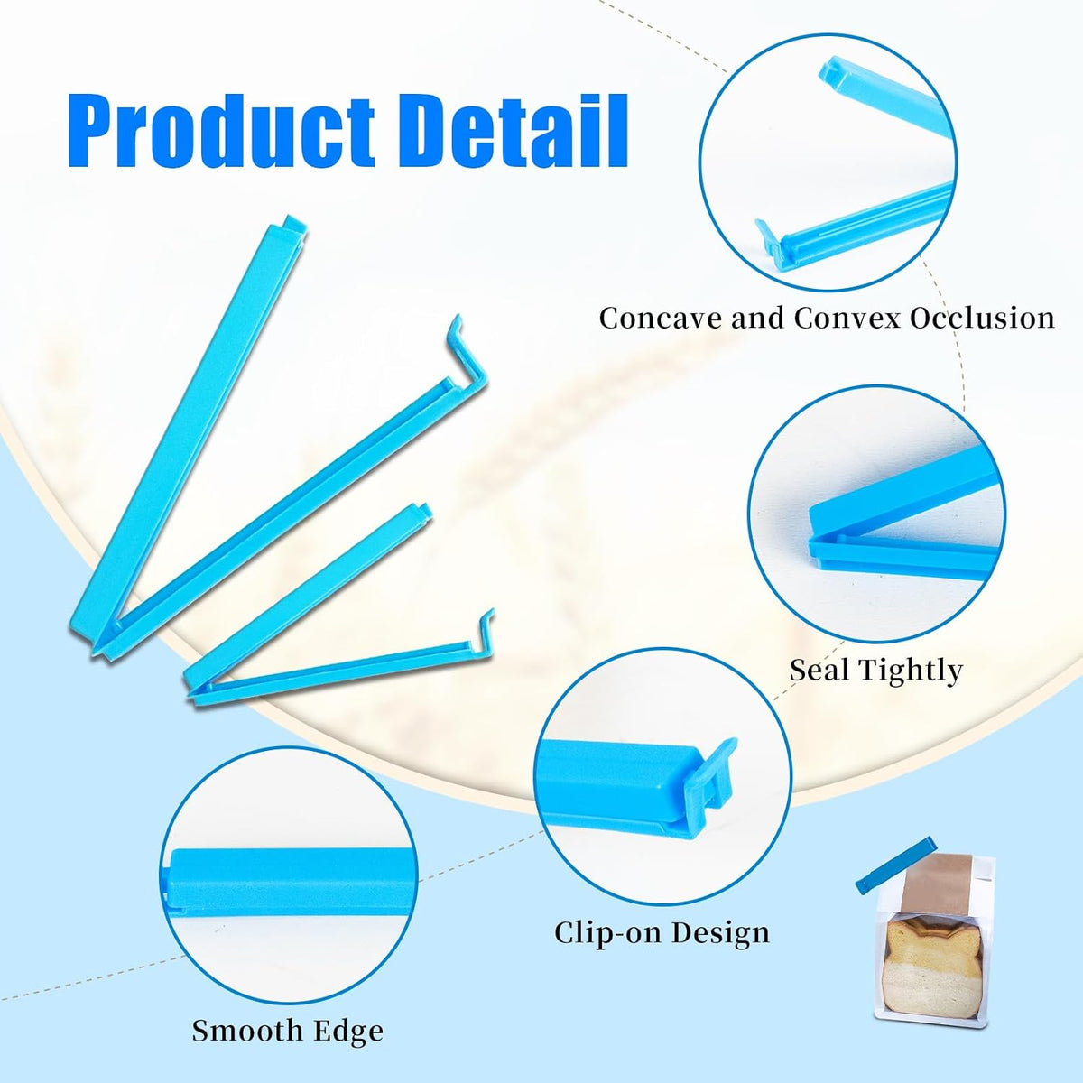 40Pcs Curved Plastic Food Sealing Clips, Dual Size Snack Bag Clamps