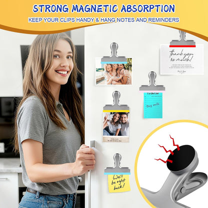 HOUSE AGAIN Magnetic Chip Clips, Stainless Steel Chip Bag Clips with Strong Magnet and Silicone Cover, Heavy Duty Food Bag Clips for Kitchen Storage, 8 Pack Color Coded, 3 Inch