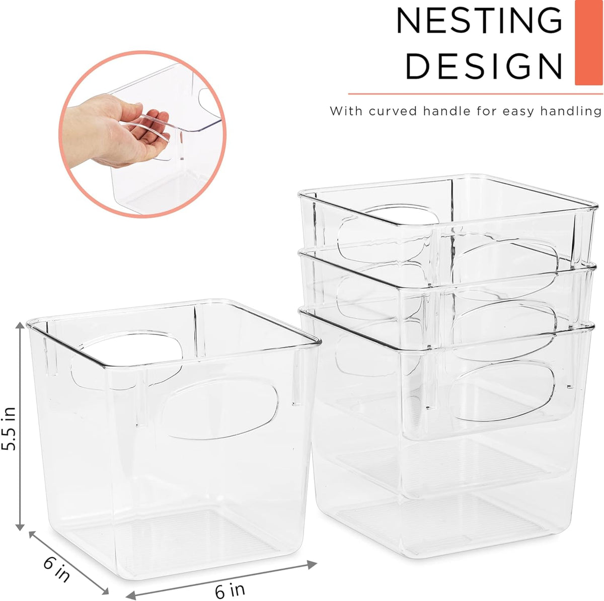 Sorbus Fridge Organizers and Storage, Clear Plastic Bins (Small, 4 Pack)