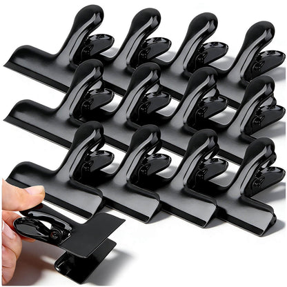 Chip Bag Clips, 12Pcs Sliver Stainless Steel Chip Clips for Food Packages, Metal Kitchen Clip for Snack Bags, Food Storage and Office Home Kitchen