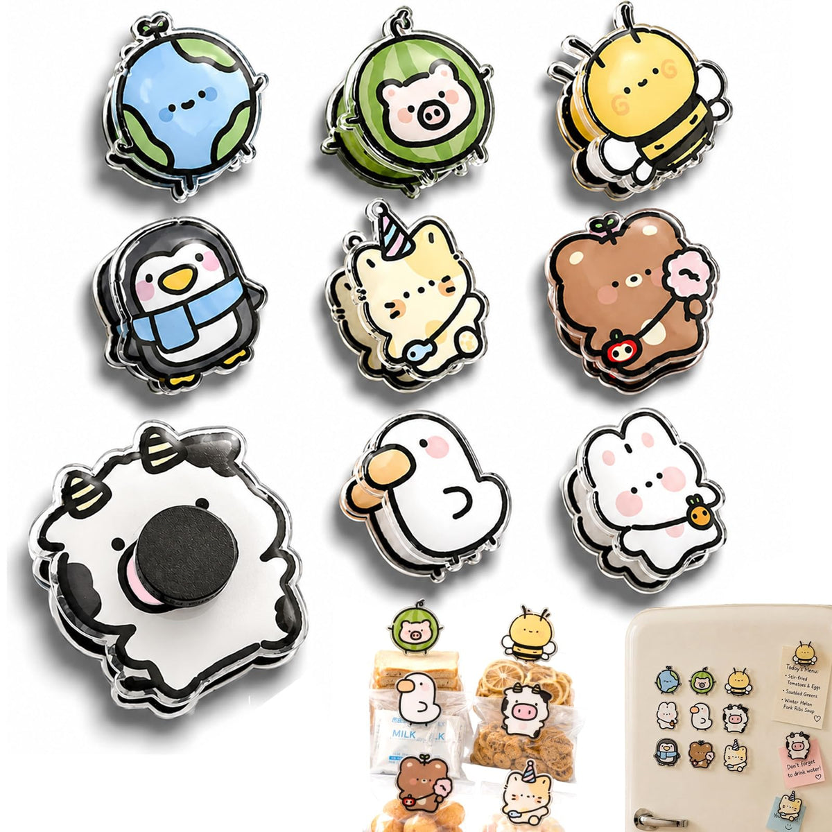 9 Pack Cute Magnetic Chip Clips, Food Bag Clip for Snacks (Food)