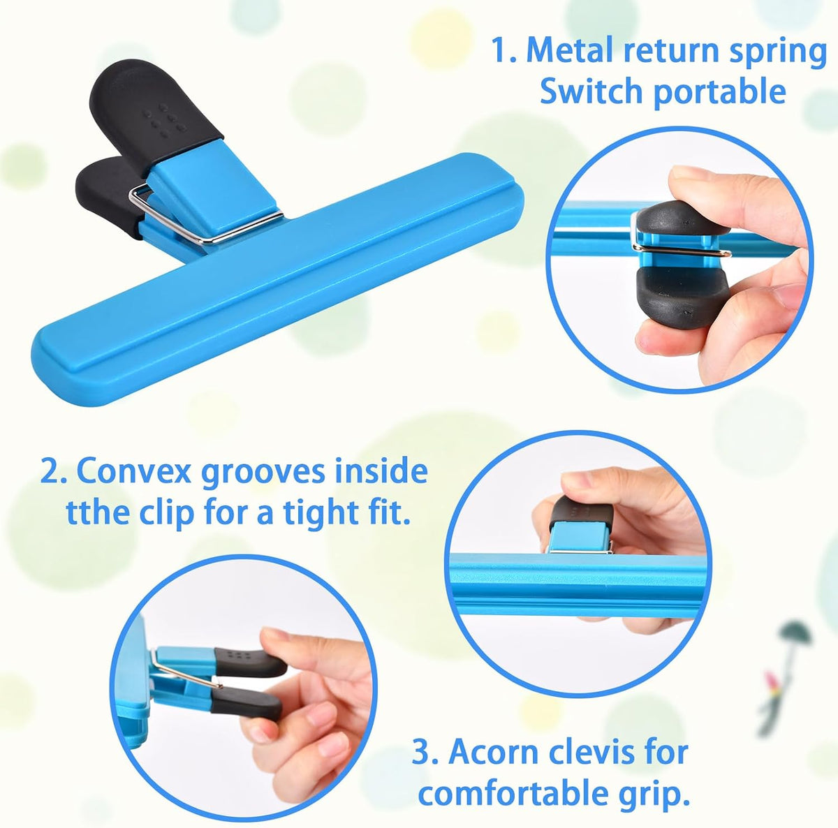 Zhtulck 12 PCS Chip Clips Bag Clips Food Clips for Bags Sealing Clip Large Size Food Bag Clips for Food Storage Kitchen and Home（6.1in x4，3.07in x8）