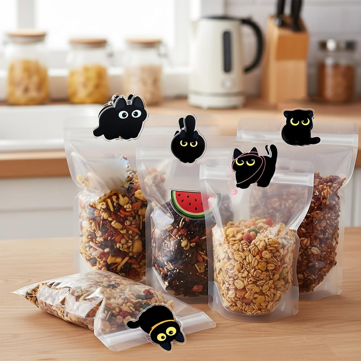 8 PCS Cute Chip Clips, Food Bag Clips, Funny Cat Shaped
