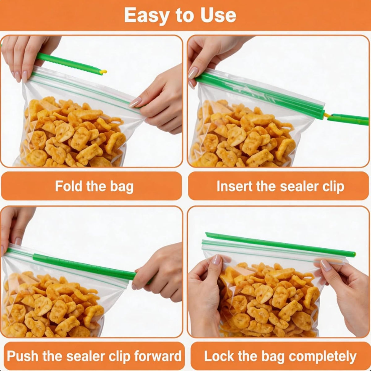 30 PCS Chip Clips & Bag Sealers, Reusable Food Bag Clips with 5 Sizes