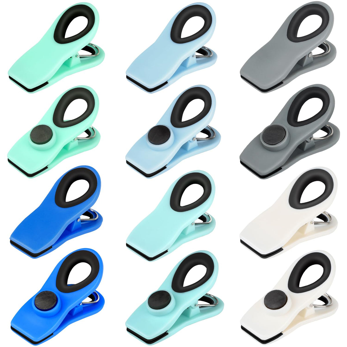 TACGEA Chip Clips, Magnetic Bag Clips for Food Storage, 12 Pack, Neutral