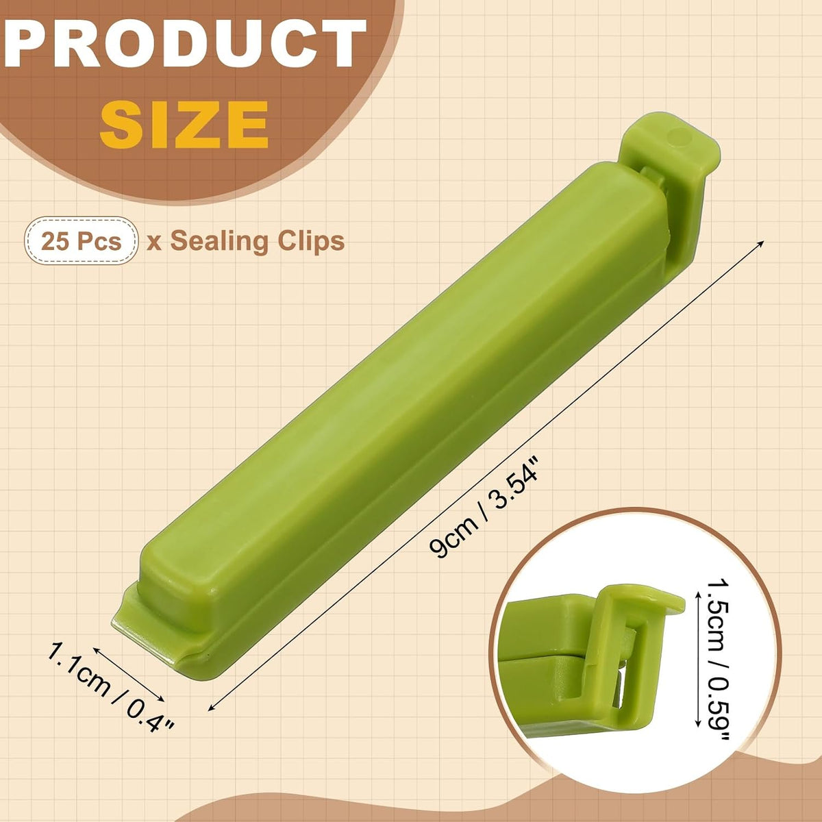 uxcell 25Pcs 3.54" Food Bag Clips for Food Thickened Plastic Green