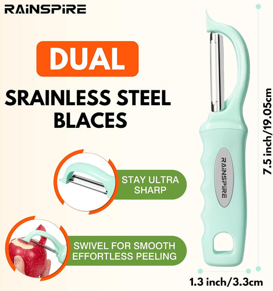 Rainspire Vegetable Peeler Potato Peelers for Kitchen, Sharp Stainless Steel Blades Veggie, Comfortable Handle Fruit Peeler, Carrot Peeler Apple Peeler Dishwasher Safe, Mint Green, 1-Pack