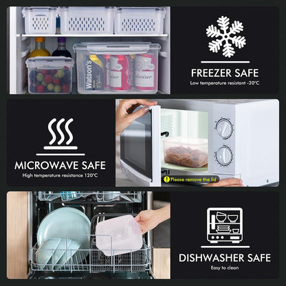 HOTEC 5-Pack Fruit Storage Container for Fridge, Food Storage Containers