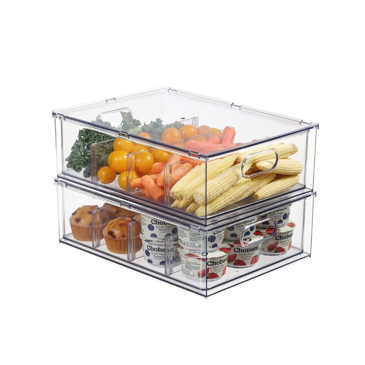 Fridge Organizers and Storage Pull Out Drawer, 2 Small + 1 Large