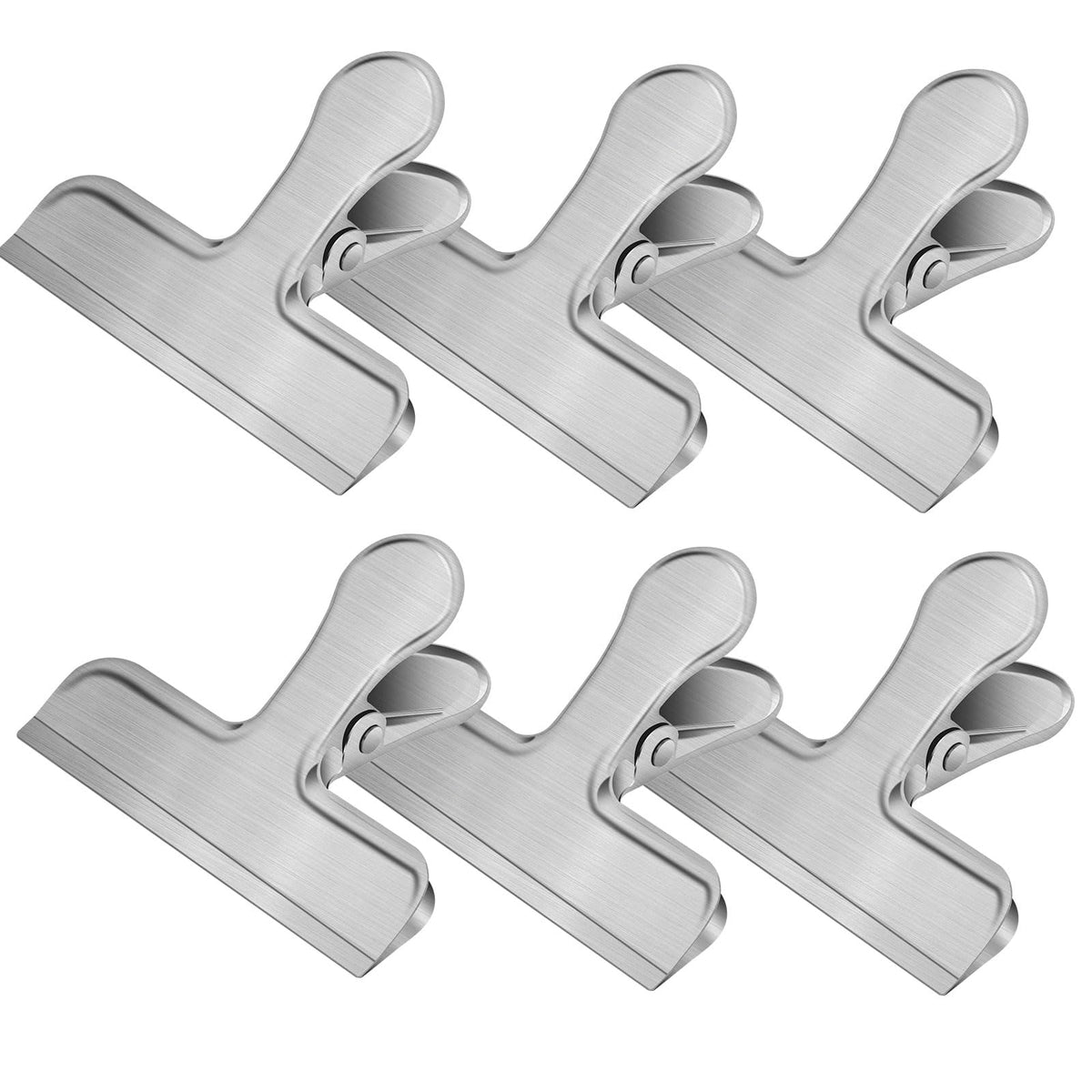 Chip Clips,6 Pack Metal Bag Clips for Food Storage, Stainless Steel Food Clip for Snack Bread, Heavy Duty Chip Bag Clip Clamp for Kitchen Home Office,Sliver