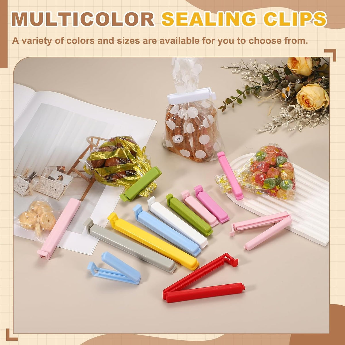 uxcell 25Pcs 3.54" Food Bag Clips for Food Thickened Plastic Green