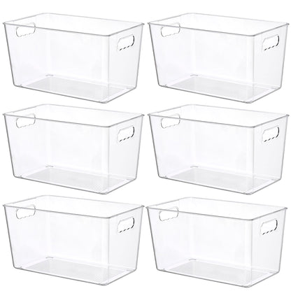 Vtopmart 6 Pack Clear Storage Bins, Pantry Storage Bins with Handle, XL
