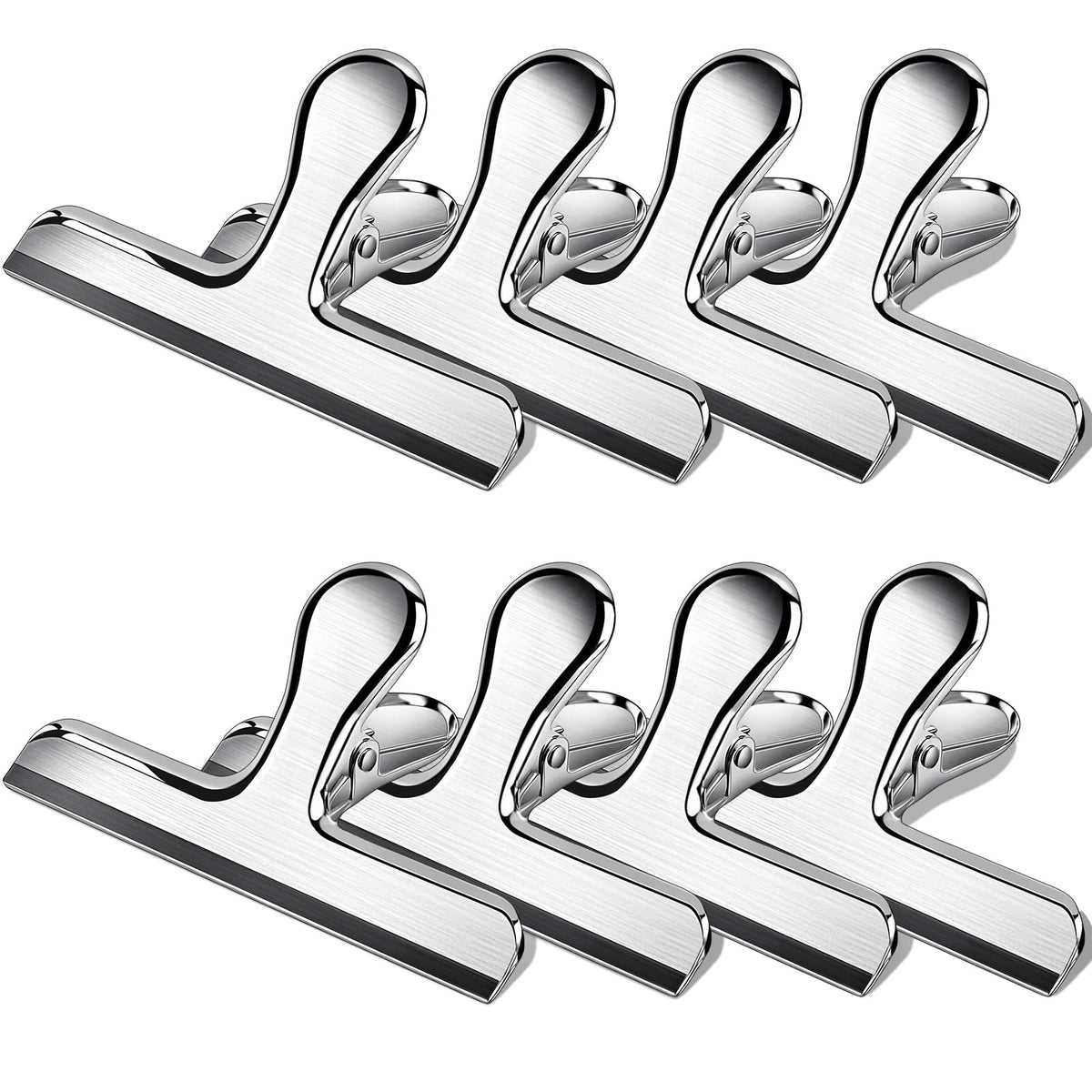 Bag Clips, 8 Pack Chip Clips Heavy Duty Snack Bread Coffee Clip, Air Tight Seal Food Clip Large Clamp Office Paper Clamps for Food Packages, Kitchen, Office, Home, Fridge Black