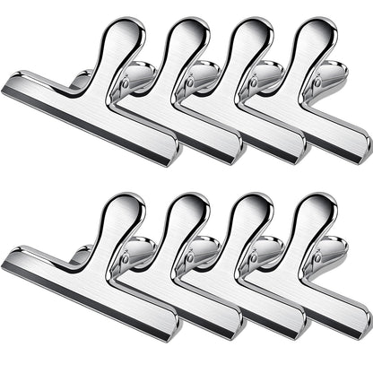 Bag Clips, 8 Pack Chip Clips Heavy Duty Snack Bread Coffee Clip, Air Tight Seal Food Clip Large Clamp Office Paper Clamps for Food Packages, Kitchen, Office, Home, Fridge Black