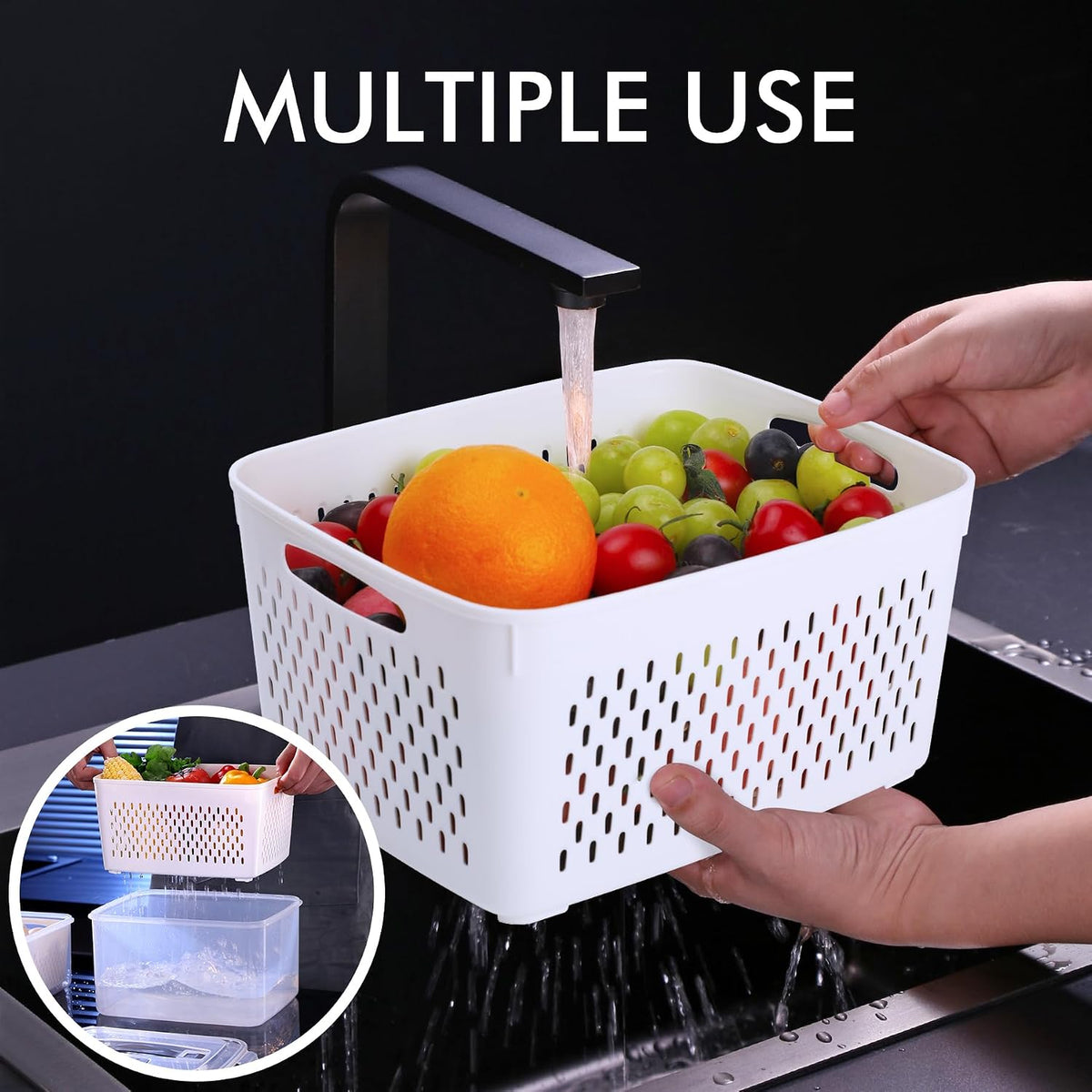 HOTEC 5-Pack Fruit Storage Container for Fridge, Food Storage Containers