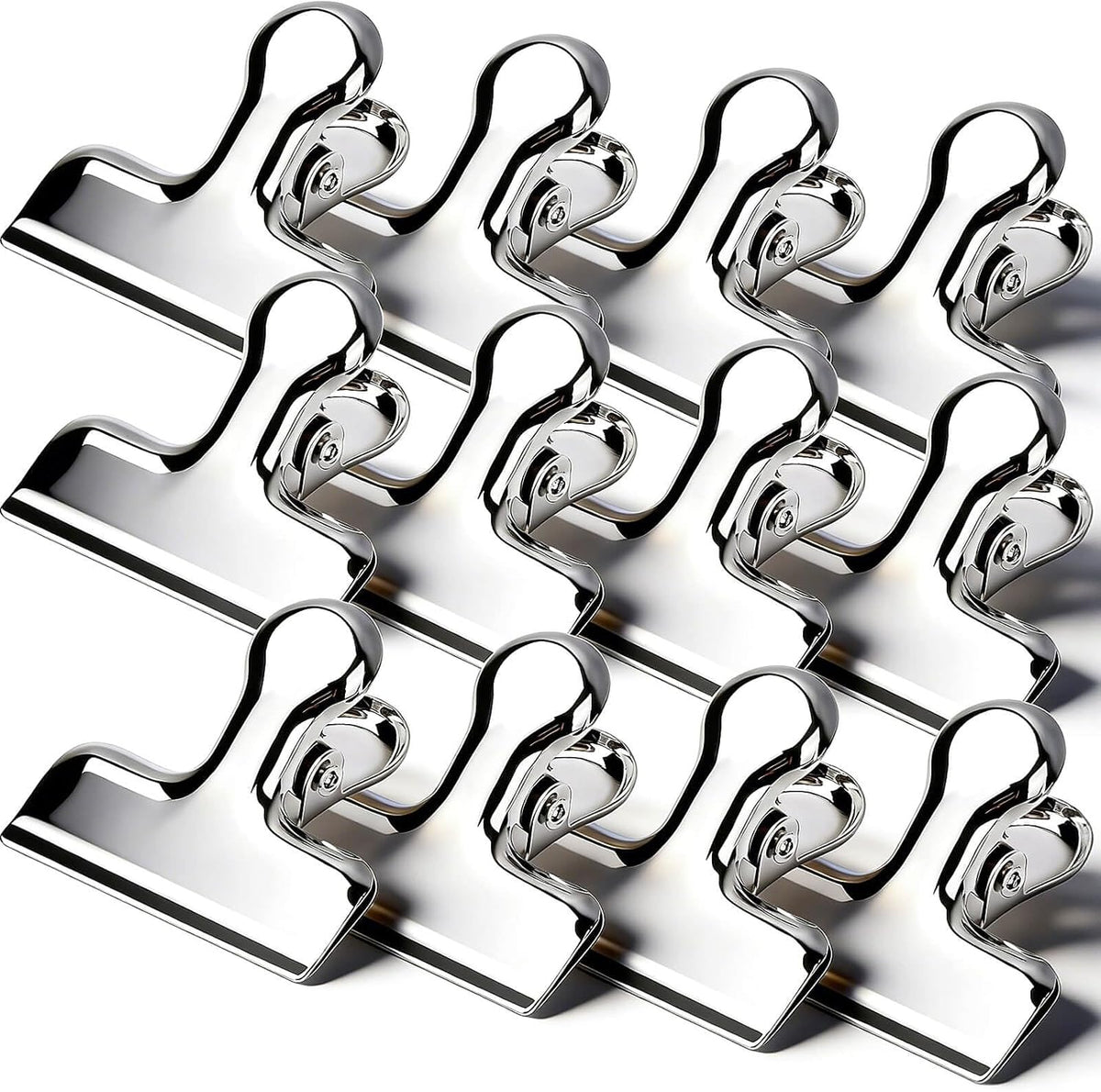 Chip Bag Clips, 12Pcs Sliver Stainless Steel Chip Clips for Food Packages, Metal Kitchen Clip for Snack Bags, Food Storage and Office Home Kitchen