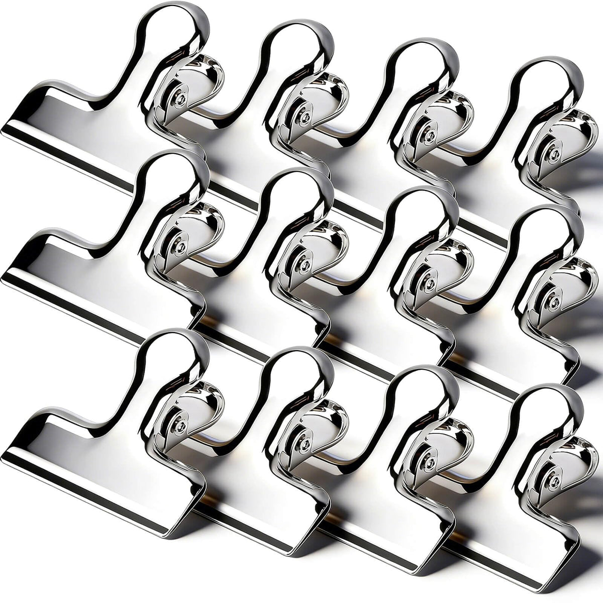 Chip Bag Clips, 12Pcs Sliver Stainless Steel Chip Clips for Food Packages, Metal Kitchen Clip for Snack Bags, Food Storage and Office Home Kitchen