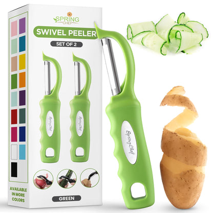 Spring Chef Swivel Potato Peeler for Kitchen with Ergonomic Handle, Gray