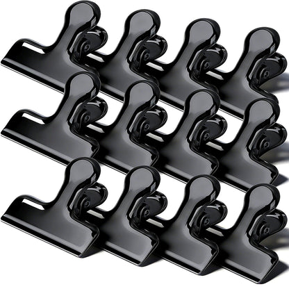 Chip Bag Clips, 12Pcs Sliver Stainless Steel Chip Clips for Food Packages, Metal Kitchen Clip for Snack Bags, Food Storage and Office Home Kitchen