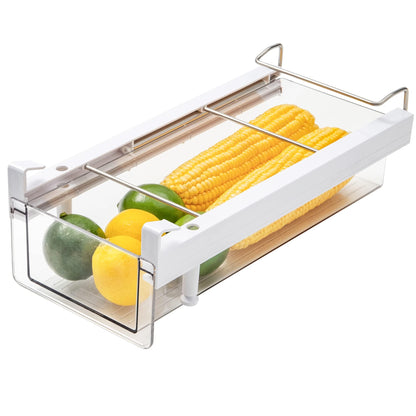 vacane Upgraded Refrigerator Drawers Organizer - Pull Out Fridge Bins with Handle, Extra-Long 19.5" Stretchable and Deep Storage