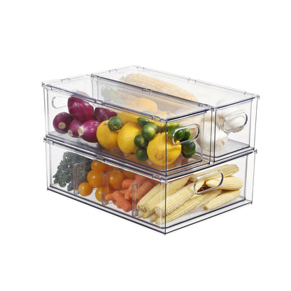 Fridge Organizers and Storage Pull Out Drawer, 2 Small + 1 Large