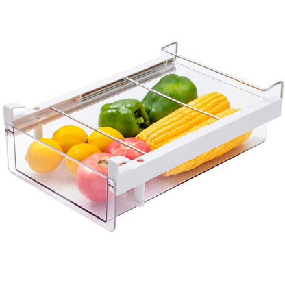 vacane Upgraded Refrigerator Drawers Organizer - Pull Out Fridge Bins with Handle, Extra-Long 19.5" Stretchable and Deep Storage