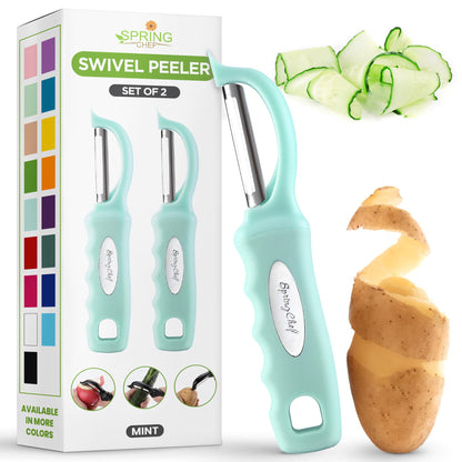 Spring Chef Swivel Potato Peeler for Kitchen with Ergonomic Handle, Gray