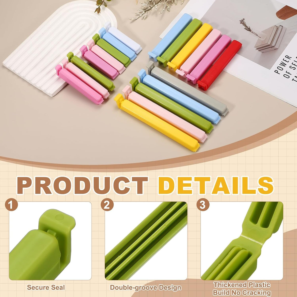 uxcell 25Pcs 3.54" Food Bag Clips for Food Thickened Plastic Green