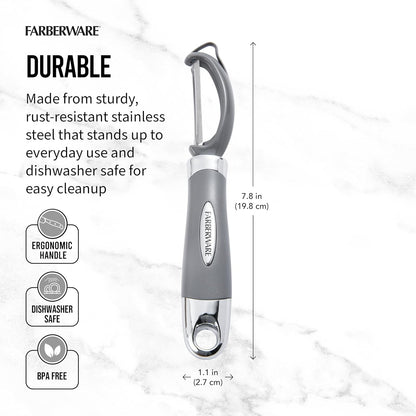 Farberware Euro Vegetable Peeler with Swivel Blade Jewel Grey
