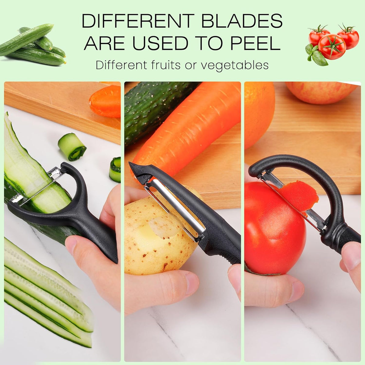 Senbowe Upgrade Potato Peeler for Kitchen, 6PCS Stainless Steel Vegetable Peeler, I and Y Veggie Food Peeler for Apple Fruit Carrot Zucchini Cucumber,Good Grip Makes Peeling Very Easy