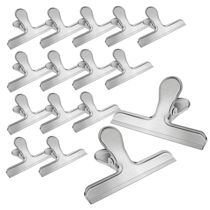Chip Clips,6 Pack Metal Bag Clips for Food Storage, Stainless Steel Food Clip for Snack Bread, Heavy Duty Chip Bag Clip Clamp for Kitchen Home Office,Sliver