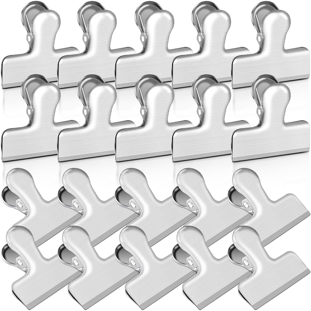 Bag Clips, 20 Pack Stainless Steel Chip Clips for Food, 1.6''(40mm) Small Food Clip Heavy Duty Snack Clamp Clip for Office Kitchen Home, Silver
