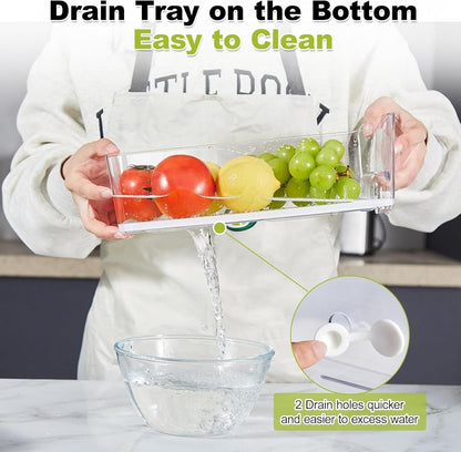 Pull-Out Fridge Organizer, 4-Pack Clear Refrigerator Storage Bins