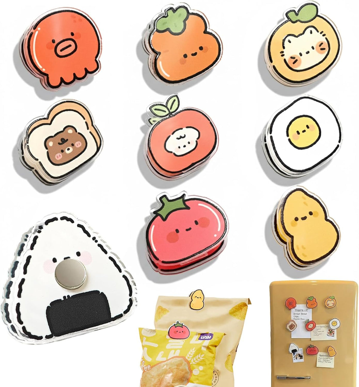 9 Pack Cute Magnetic Chip Clips, Food Bag Clip for Snacks (Food)