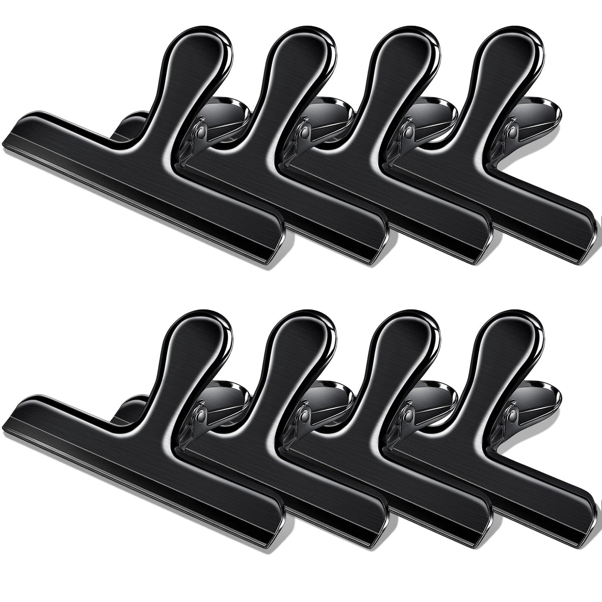 Bag Clips, 8 Pack Chip Clips Heavy Duty Snack Bread Coffee Clip, Air Tight Seal Food Clip Large Clamp Office Paper Clamps for Food Packages, Kitchen, Office, Home, Fridge Black