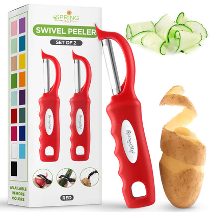 Spring Chef Swivel Potato Peeler for Kitchen with Ergonomic Handle, Gray