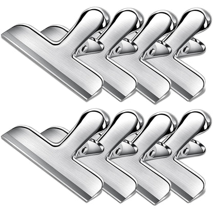 Bag Clips, 8 Pack Chip Clips Heavy Duty Snack Bread Coffee Clip, Air Tight Seal Food Clip Large Clamp Office Paper Clamps for Food Packages, Kitchen, Office, Home, Fridge Black
